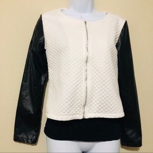 Black and white jacket.